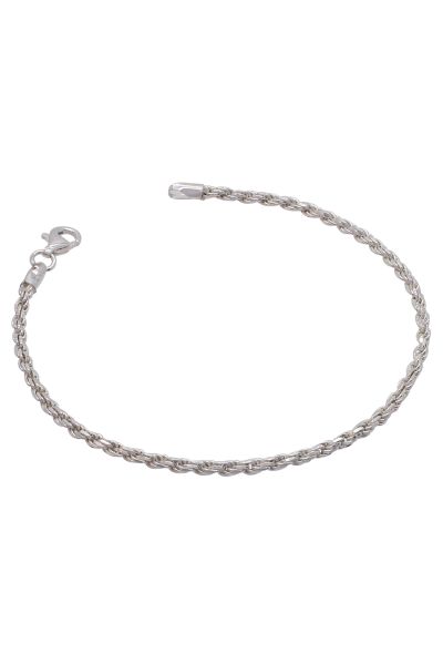 Sterling Silver 2.3mm Diamond Cut Rope Link Bracelet with Chain