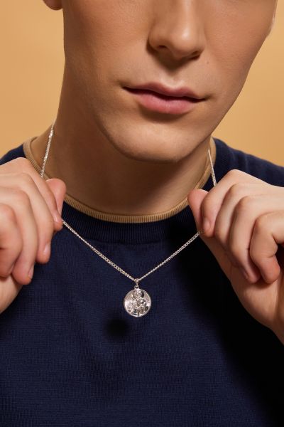Sterling Silver 20mm Round St Christopher Necklace