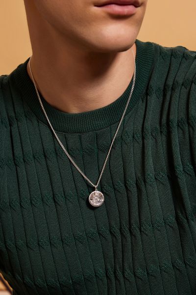 Sterling Silver 20mm Round St Christopher Necklace