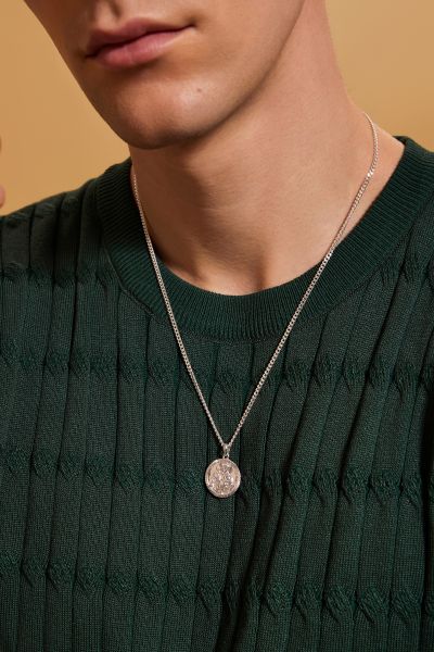 Sterling Silver 20mm Round St Christopher Necklace