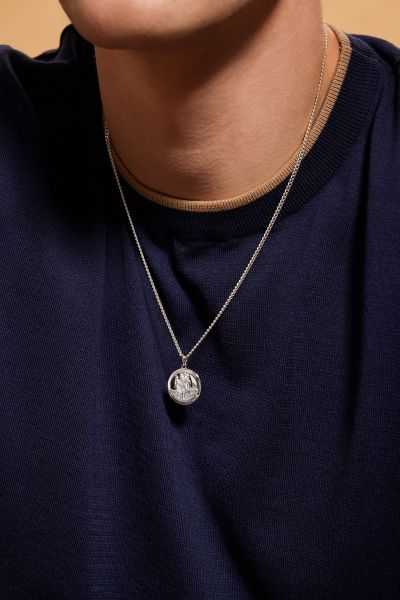 Sterling Silver 20mm Round St Christopher Necklace