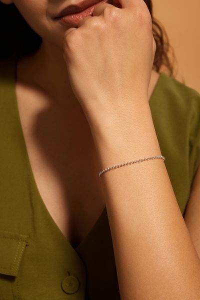 Sterling Silver 2mm Ball Bead Link Bracelet