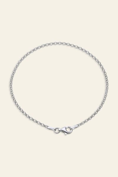 Sterling Silver 2mm Belcher link bracelet with lobster clasp - Click to magnify