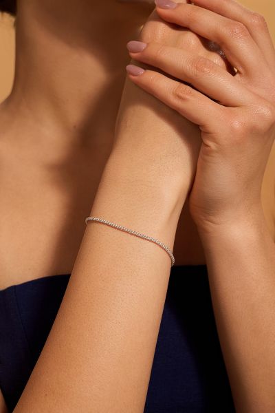Sterling Silver 2mm Popcorn link bracelet with lobster clasp - Click to magnify