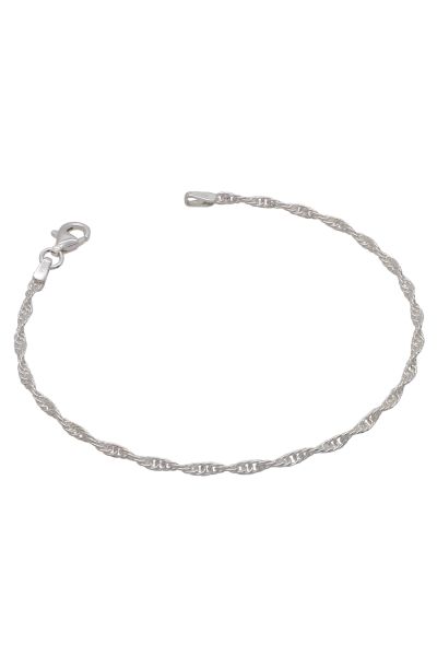 Sterling Silver 2mm Loose Rope / Prince of Wales Bracelet with Chain