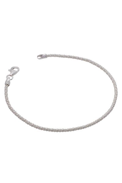 Sterling Silver 2mm Popcorn Link Bracelet with Chain