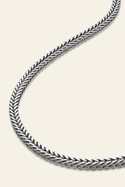 Sterling Silver 3.1mm Diamond Cut Foxtail Chain Necklace 