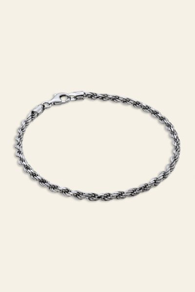 Sterling Silver 3.3mm Diamond Cut Rope Bracelet