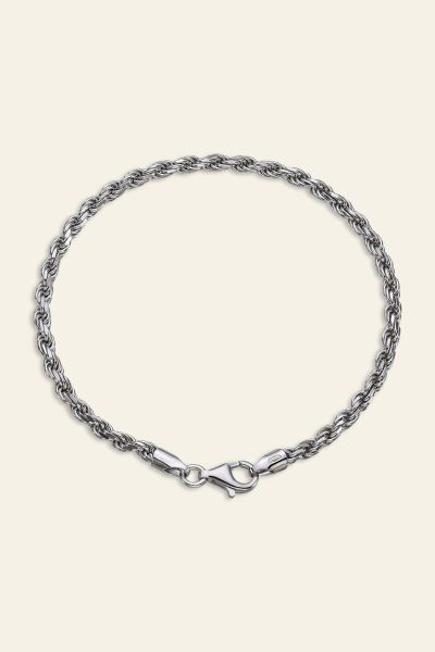 Sterling Silver 3.3mm Diamond Cut Rope Bracelet