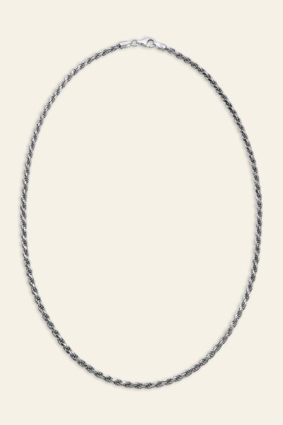 Sterling Silver 3.3mm Diamond Cut Rope Chain Necklace