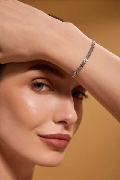 Sterling Silver 3.9mm Mesh Bracelet Flat