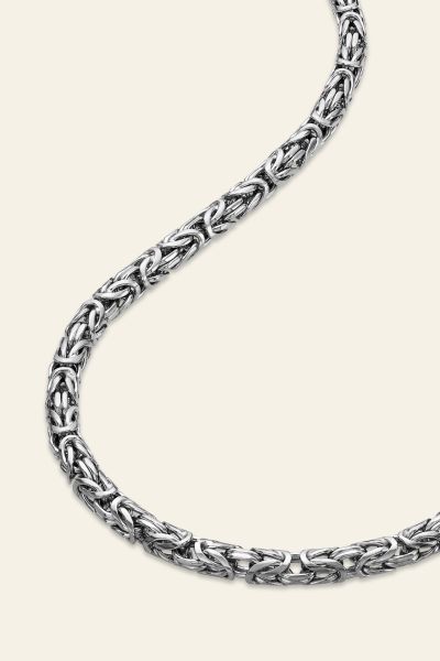 Sterling Silver 3.9mm Round Byzantine Chain Necklace