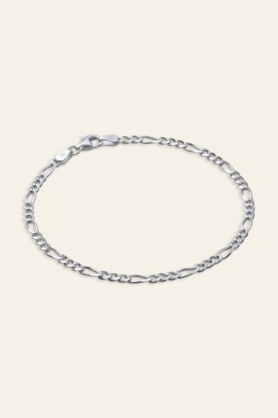 Sterling Silver 3mm Diamond Cut Figaro Link Bracelet