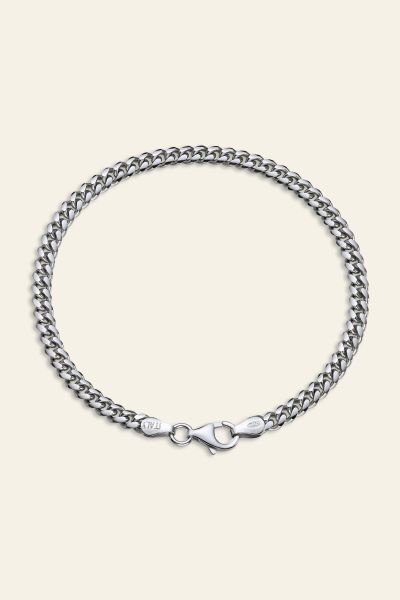 Sterling Silver 4.2mm Diamond Cut Cuban Bracelet
