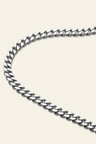Sterling Silver 4.2mm Diamond Cut Square Curb Chain Necklace