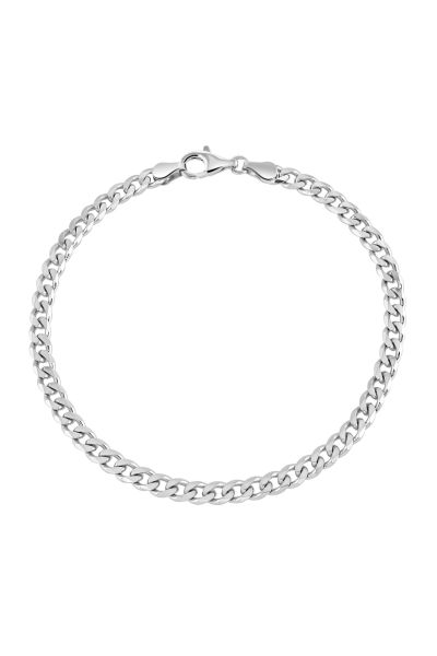 Sterling Silver 4.3mm Diamond Cut Curb Link Bracelet with Chain