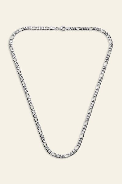 Sterling Silver 4.5mm Diamond Cut Figaro Chain Necklace