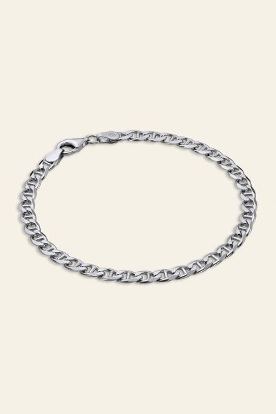 Sterling Silver 4.6mm Diamond Cut Marina Link Bracelet