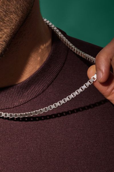 Sterling Silver 4.7mm Box Chain Necklace Diamond Cut Thick