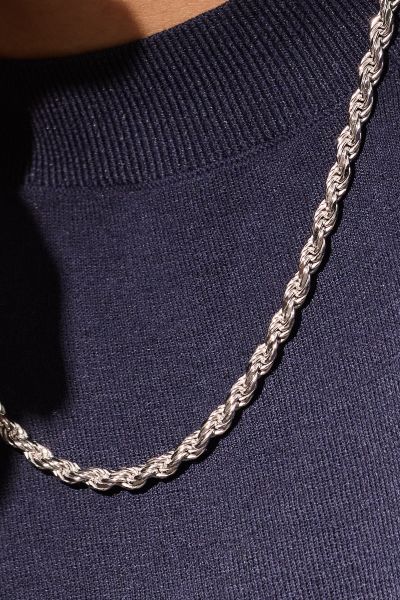 Sterling Silver 4.7mm Diamond Cut Rope Chain Necklace Thick