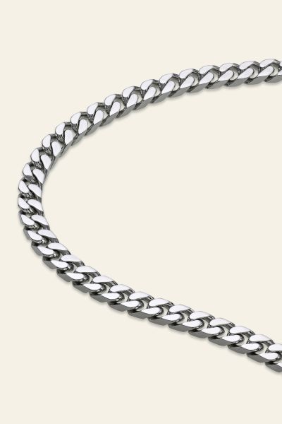 Sterling Silver 4.7mm Diamond Cut Square Curb Chain Necklace
