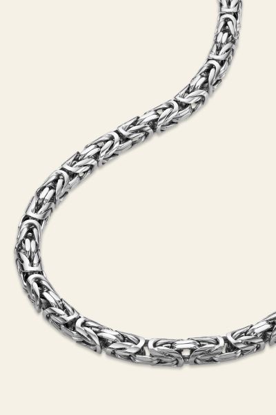 Sterling Silver 4.8mm Round Byzantine Chain Necklace