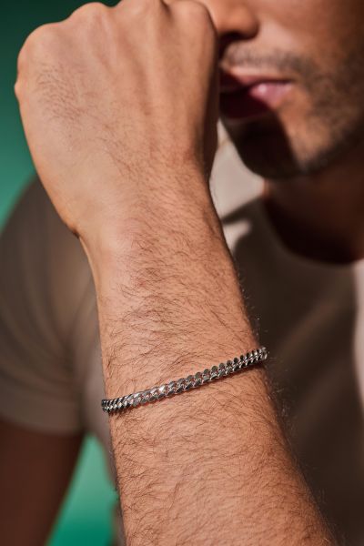 Sterling Silver 4.9mm Diamond Cut Cuban Bracelet