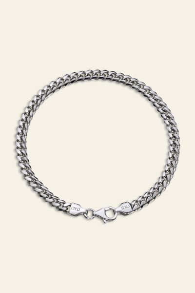 Sterling Silver 4.9mm Diamond Cut Cuban Bracelet