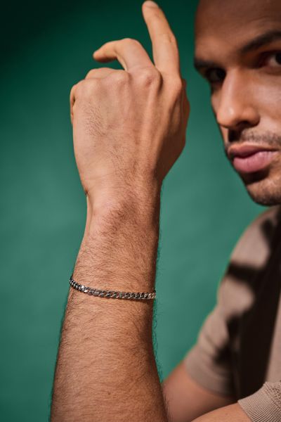 Sterling Silver 5.4mm Diamond Cut Curb Link Bracelet