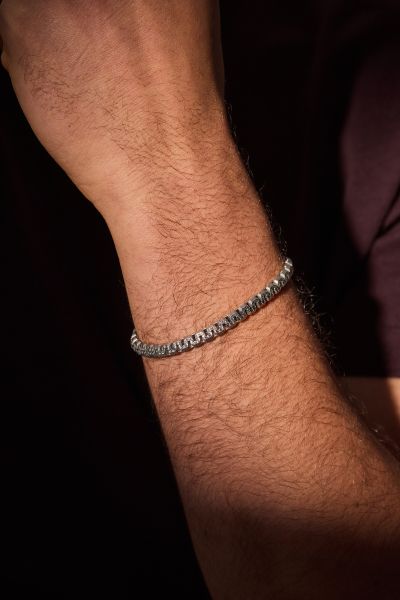 Sterling Silver 5.4mm Greek Box Bracelet 
