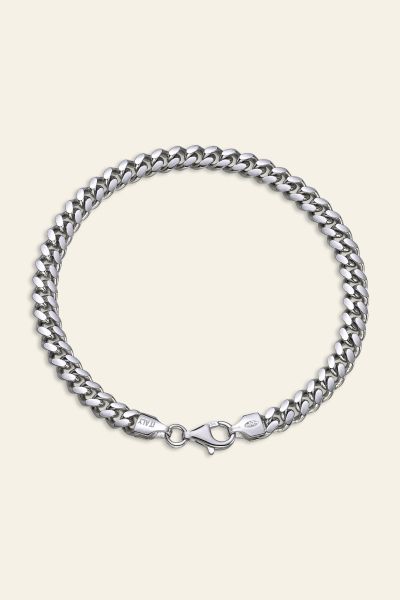 Sterling Silver 5.6mm Diamond Cut Cuban Bracelet