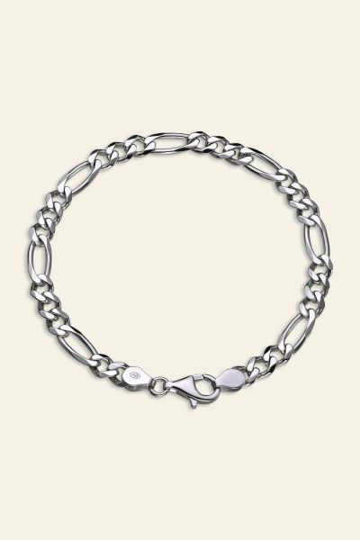 Sterling Silver 5.7mm Diamond Cut Figaro Link Bracelet