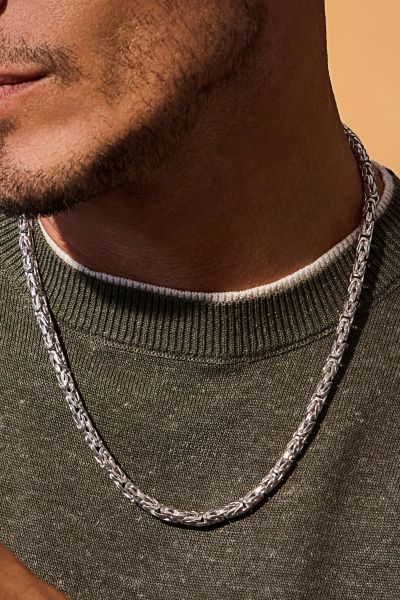 Sterling Silver 5.7mm Round Byzantine Chain Necklace