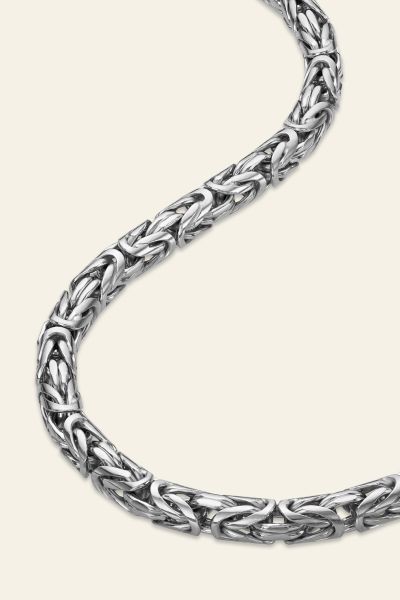 Sterling Silver 5.7mm Round Byzantine Chain Necklace