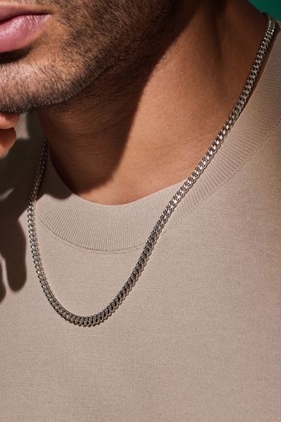 Sterling Silver 6.3mm Diamond Cut Cuban Chain Necklace 