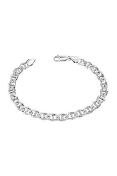 Sterling Silver 6.9mm Diamond Cut Marina Link Bracelet with Chain