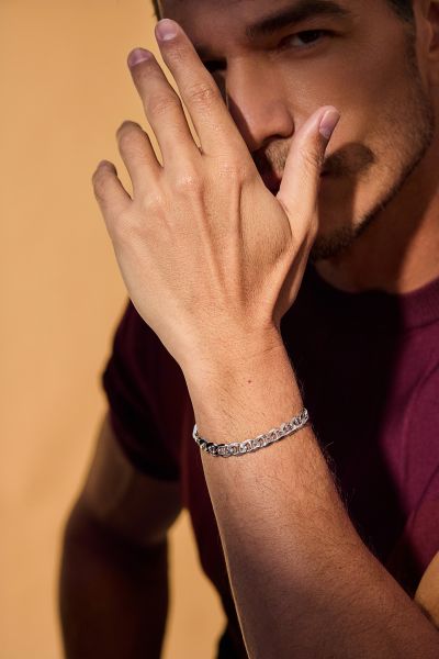 Sterling Silver 6.9mm Diamond Cut Marina Link Bracelet