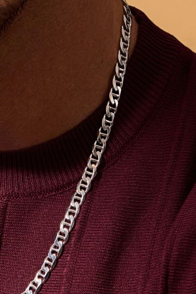 Sterling Silver 6.9mm Diamond Cut Marina Chain Necklace Heavy