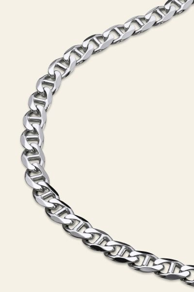 Sterling Silver 6.9mm Diamond Cut Marina Chain Necklace Heavy