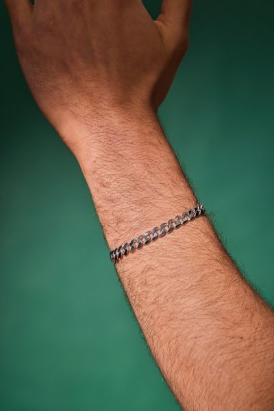 Sterling Silver 7.3mm Diamond Cut Curb Link Bracelet