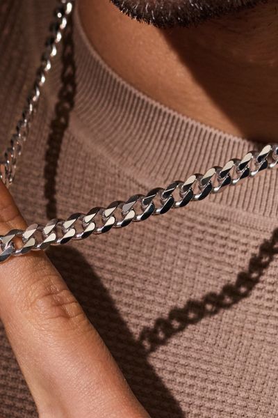 Sterling Silver 5.4mm Diamond Cut Curb Chain Necklace 