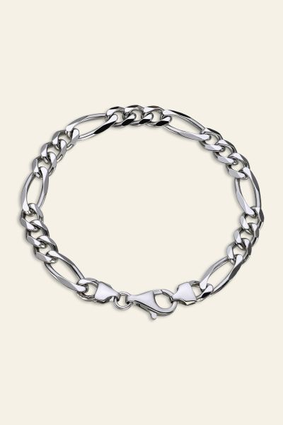 Sterling Silver Figaro 7.6mm Chain Link Bracelet birdseye view
