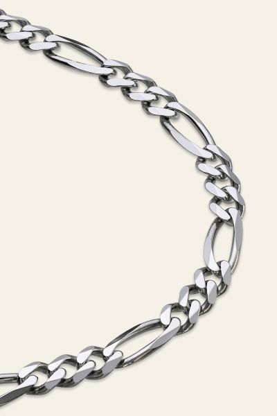Sterling Silver 7.6mm Diamond Cut Figaro Chain Necklace Heavy