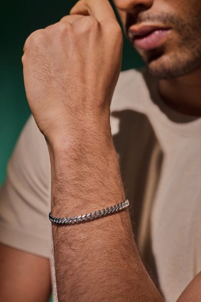 Sterling Silver 7mm Diamond Cut Cuban Bracelet