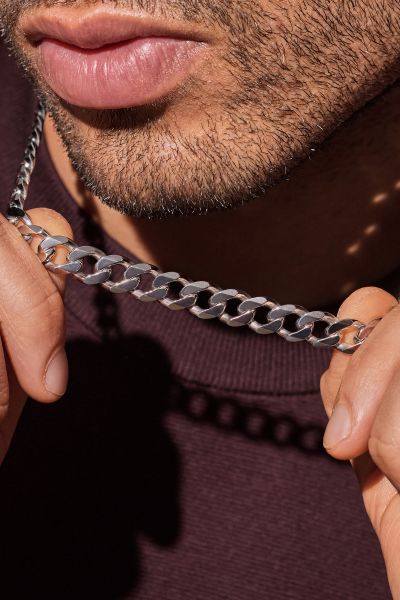 Sterling Silver 9.3mm Diamond Cut Curb Chain Necklace Heavy