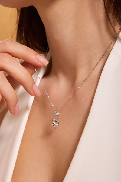 Sterling Silver Amulet Snake Necklace