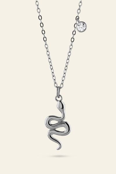 Sterling Silver Amulet Snake Necklace