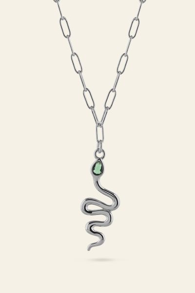 Sterling Silver Amulet Snake Necklace