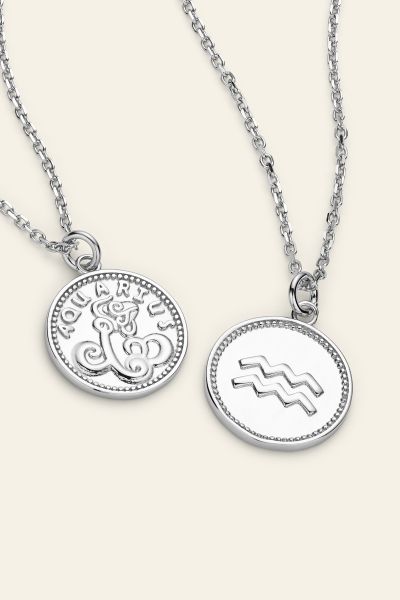 Sterling Silver Aquarius Zodiac Necklace