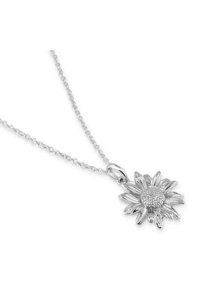 Sterling Silver SEPTEMBER ASTER Necklace with Cable Chain